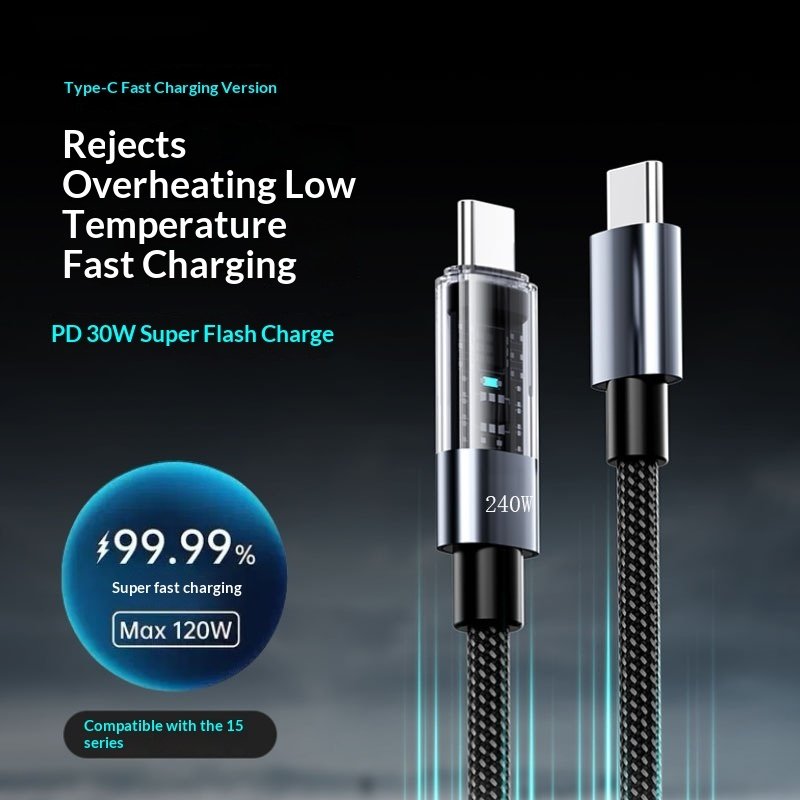 240W Fast-charging Data Cable For Smartphones And Car Use