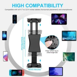 Rotatable Multi-functional Clip Phone & Tablet Holder, Lazy Stand For Live Streaming & Video Watching On Airplane, High-speed Rail And Desktop