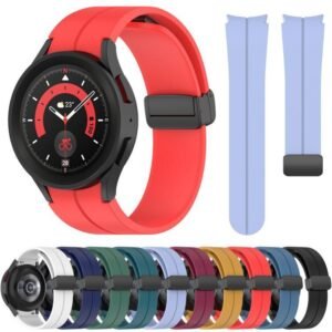 Folding Magnetic Black-clasp Silicone Watch Strap