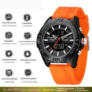Trendy, Minimalist, Multi-functional Three-time-zone Calendar Watch