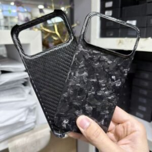 Suitable For 17 Pro Max Carbon Fiber Phone Case With Precision Holes, Business-Style Forged Texture Protective Cover