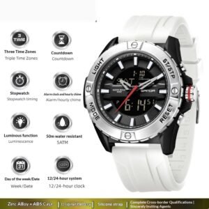 Trendy, Minimalist, Multi-functional Three-time-zone Calendar Watch