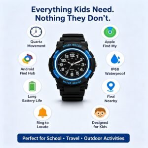 Kids Anti-Lost Watch Find My Android Find Hub Bluetooth Tracker Quartz Watch IP68 Waterproof No Subscription