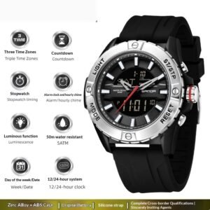Trendy, Minimalist, Multi-functional Three-time-zone Calendar Watch