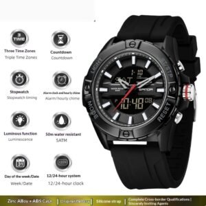 Trendy, Minimalist, Multi-functional Three-time-zone Calendar Watch
