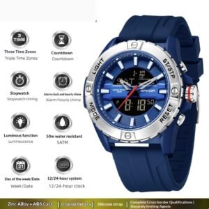 Trendy, Minimalist, Multi-functional Three-time-zone Calendar Watch