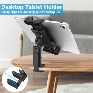 Rotatable Multi-functional Clip Phone & Tablet Holder, Lazy Stand For Live Streaming & Video Watching On Airplane, High-speed Rail And Desktop