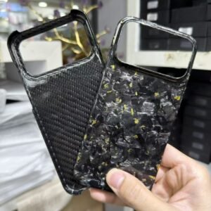 Suitable For 17 Pro Max Carbon Fiber Phone Case With Precision Holes, Business-Style Forged Texture Protective Cover