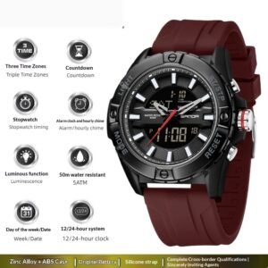 Trendy, Minimalist, Multi-functional Three-time-zone Calendar Watch