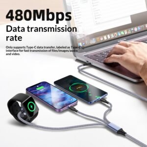 Magnetic Wireless Charging Watch Charger Type Car Data Cable 3 in 2 Type
