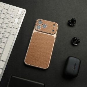 Leather Diamond Pattern Full Coverage Phone Case with Large Window for 17 Pro Max 16 Pro 15 Pro Soft TPU Back Cover
