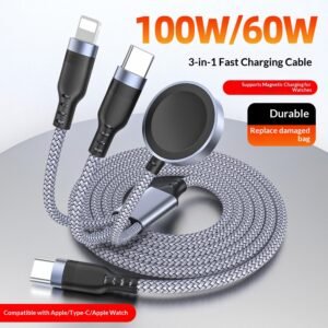 Magnetic Wireless Charging Watch Charger Type Car Data Cable 3 in 2 Type