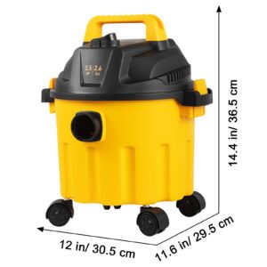 VEVOR Wet Dry Vac, 2.6 Gallon, 2.5 Peak HP, 3 In 1 Shop Vacuum With Blowing Function, Portable With Attachments To Clean Floor, Upholstery, Gap, Car, ETL Listed, Yellow